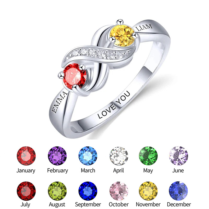 12th Birthday Stone Love Heart Ring Female photo 3