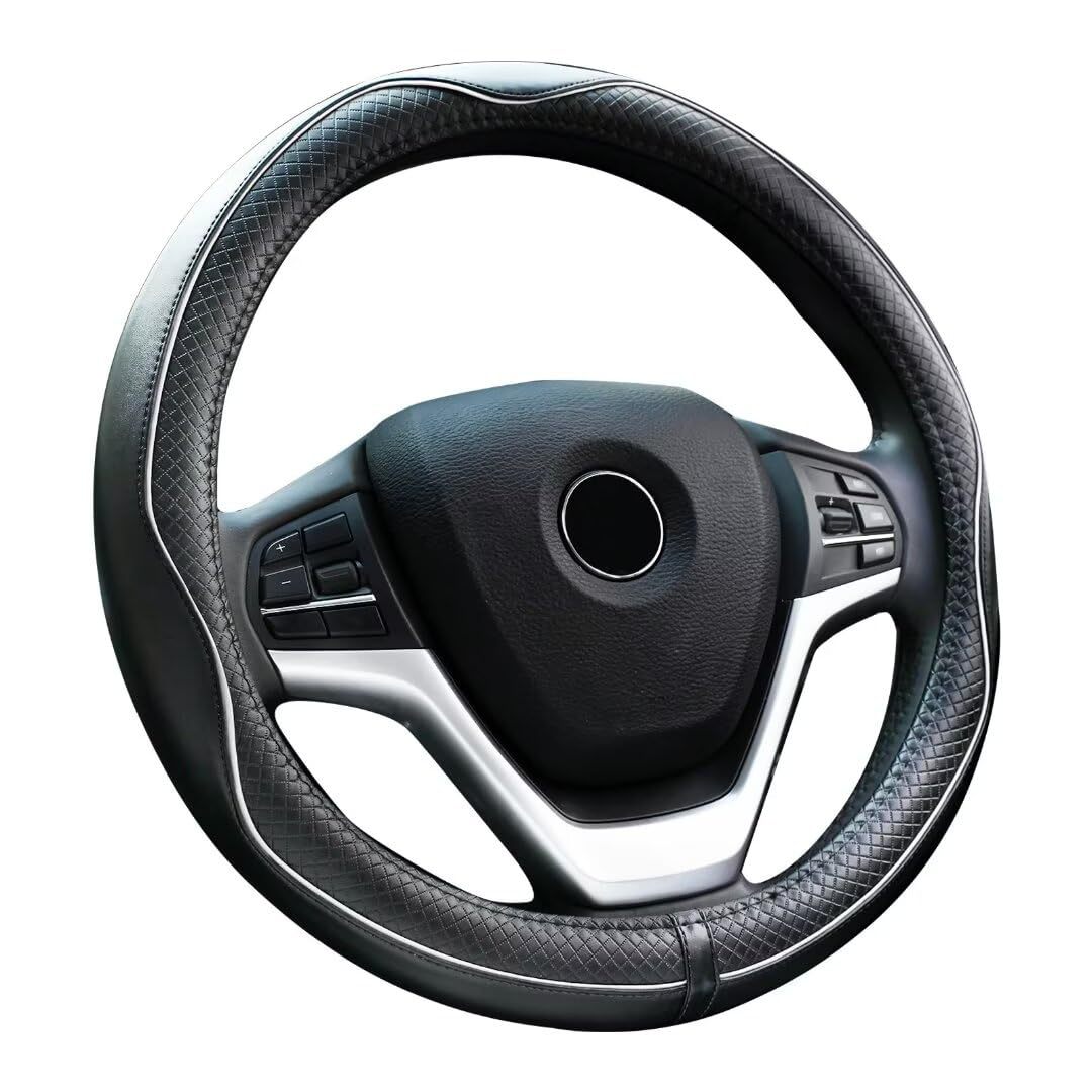 Embossed All-Season Universal Leather Steering Wheel Cover photo 7