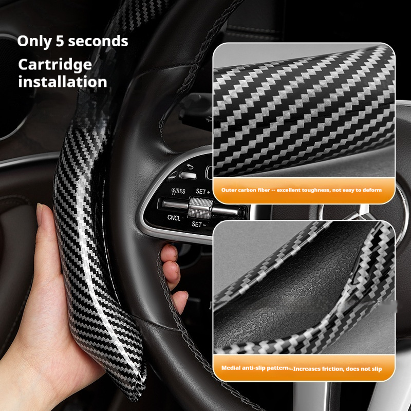 All-in-One Laser-Cut Carbon-Fiber Pattern Non-Slip Ultra-Thin Steering Wheel Cover photo 5
