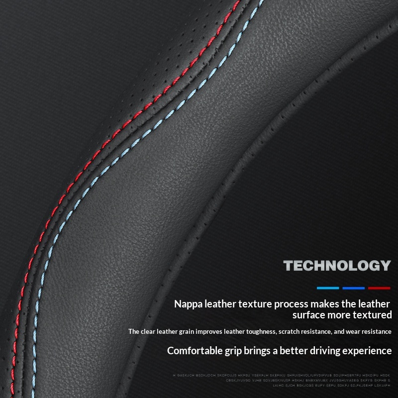 Cowhide Steering Wheel Cover Sporty Style photo 4