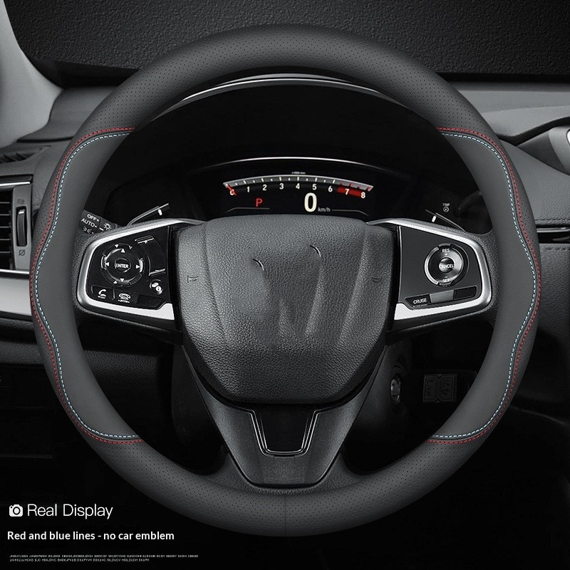 Cowhide Steering Wheel Cover Sporty Style photo 3