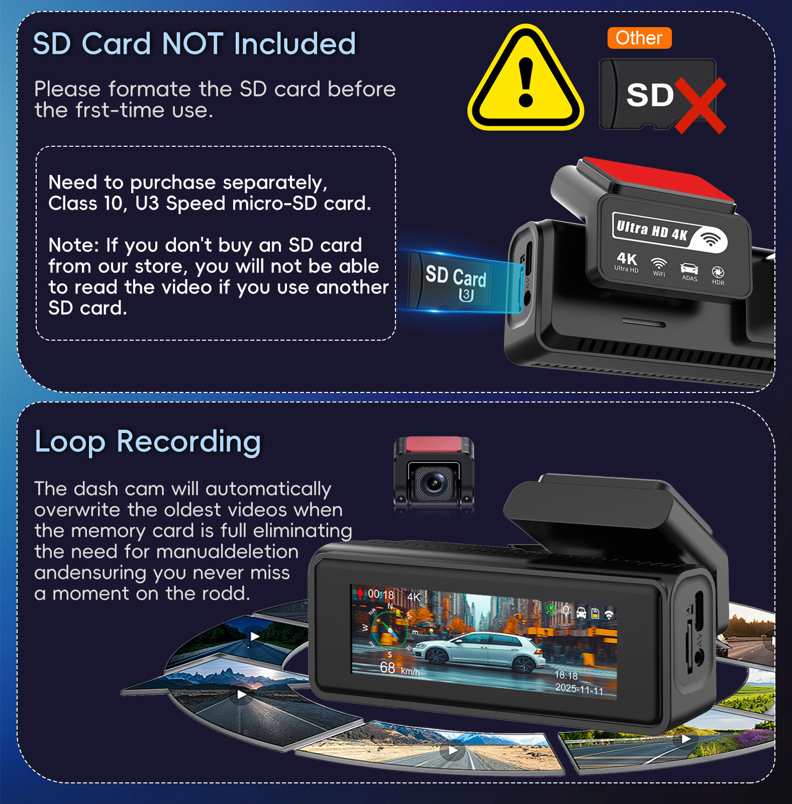 Dual-camera HD Night Vision Dash Cam photo 5