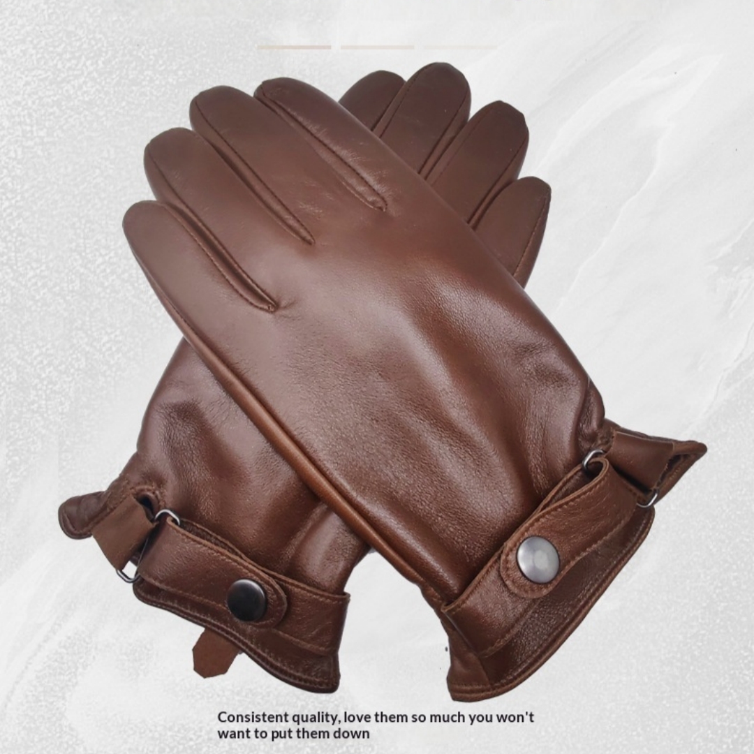 Mens Simple Stylish Waterproof Leather Gloves For Outdoor Cycling photo 2