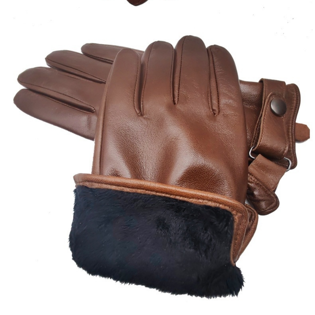 Mens Simple Stylish Waterproof Leather Gloves For Outdoor Cycling photo 6