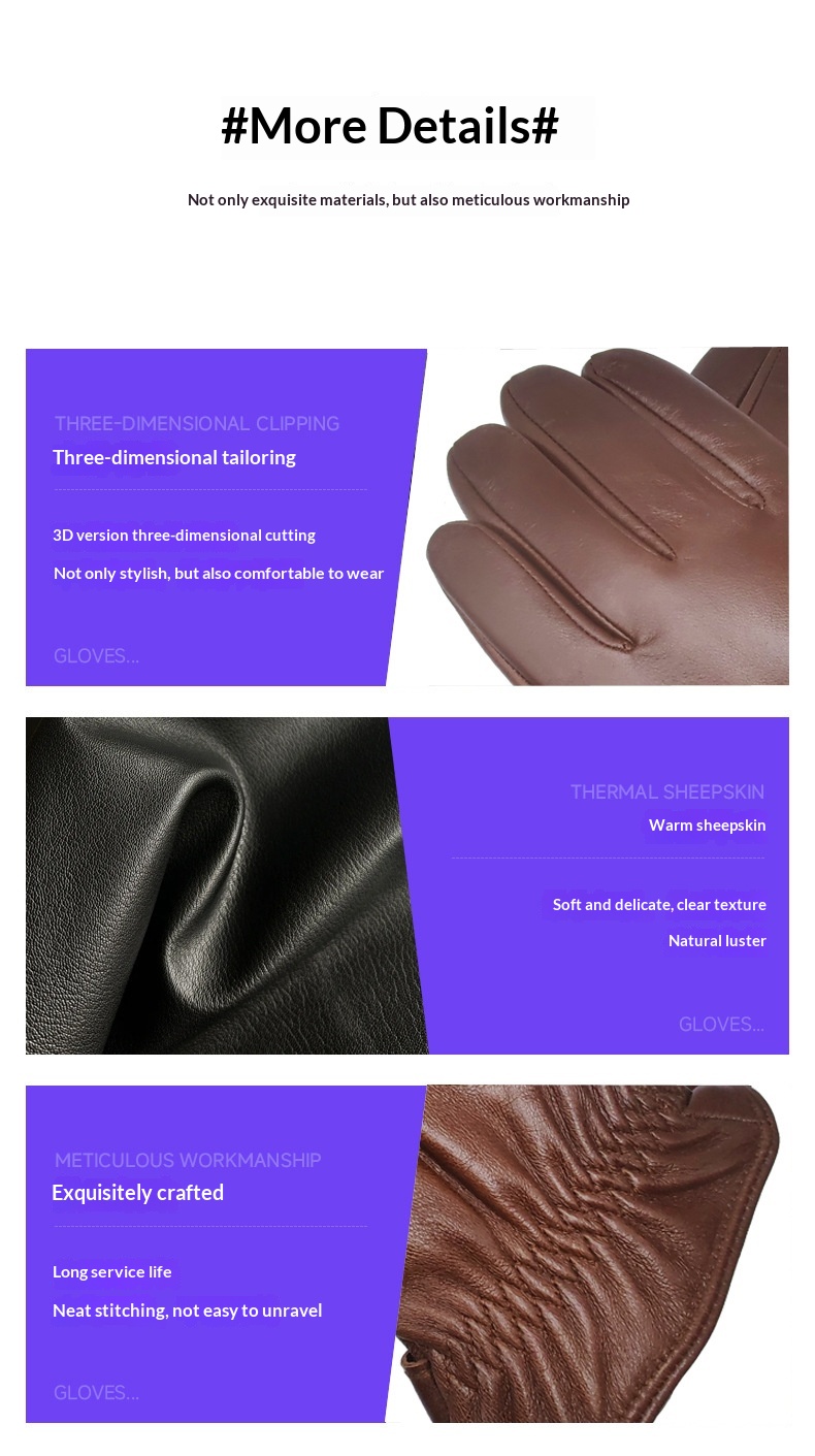 Mens Simple Stylish Waterproof Leather Gloves For Outdoor Cycling photo 5