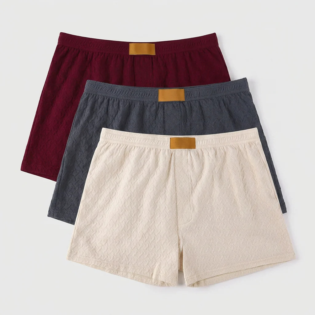 Mens Solid-color Mid-rise Textured Soft Boxer Briefs photo 5