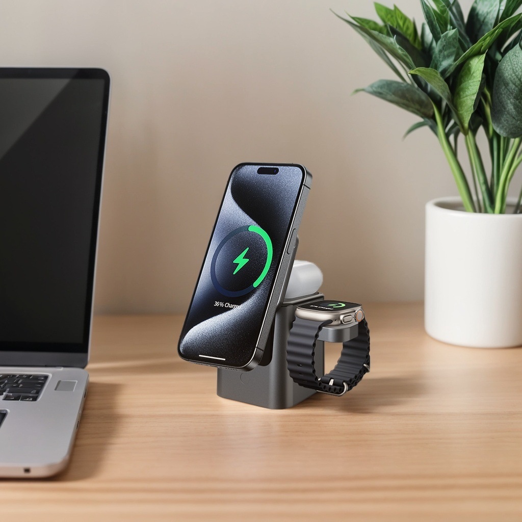 Electric Rotating Folding Multi-Function Magnetic Wireless Charging Stand photo 1