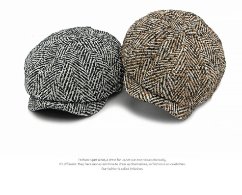 Hat Knitted Peaked British Retro Newsboy Cap photo 4