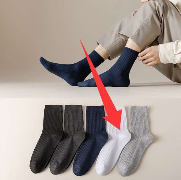 Mens Mid-Waist Solid-Color Cotton Long Socks For Autumn And Winter photo 2