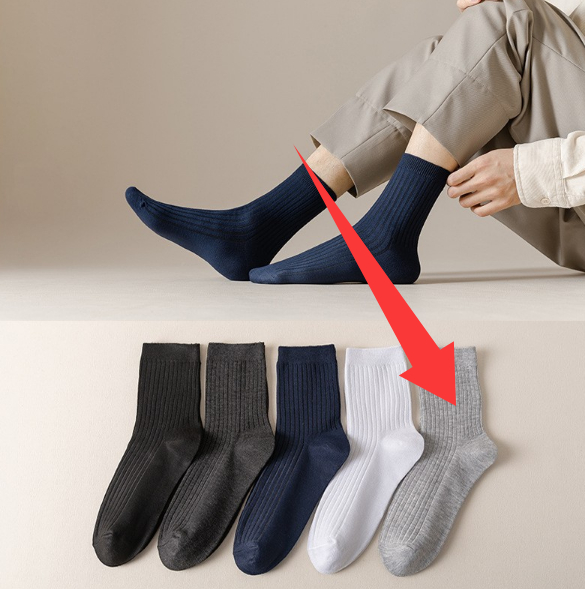 Mens Mid-Waist Solid-Color Cotton Long Socks For Autumn And Winter photo 6