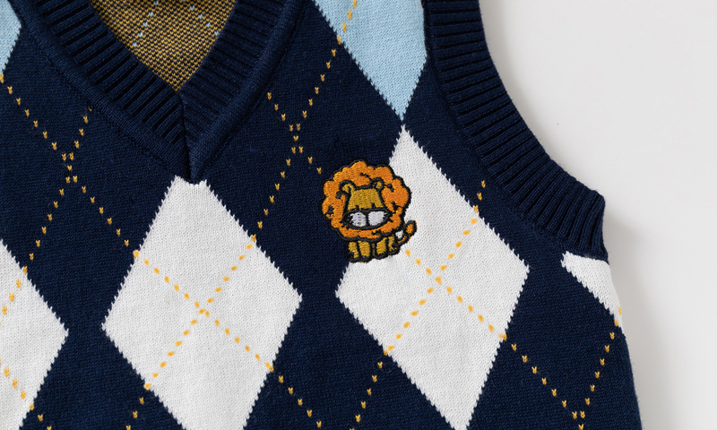 Boys Fashionable Lion-Embroidered Knitted Vest photo 3
