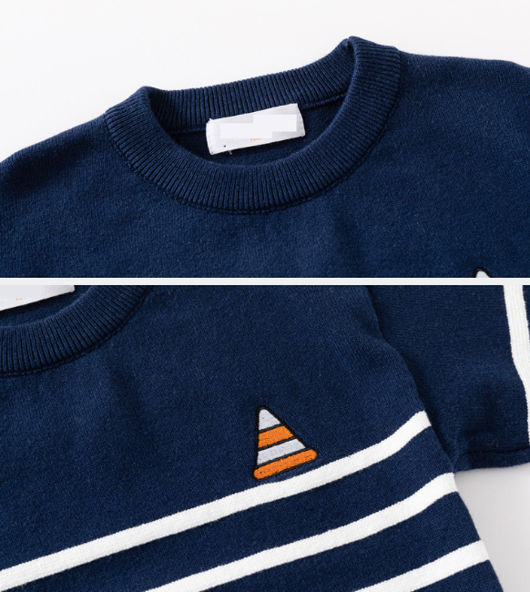 Boys Fine-striped Crew-neck Sweater Top photo 3