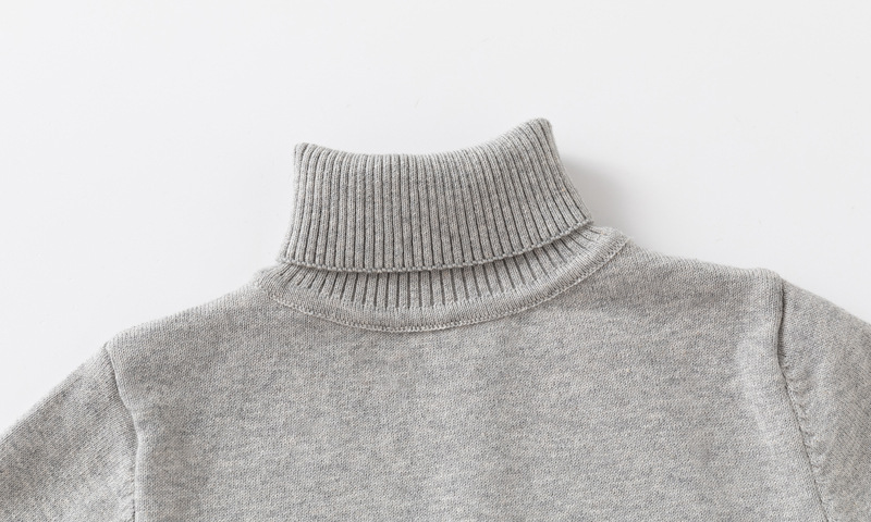 Girls And Boys Turtleneck Solid-color Sweaters photo 4