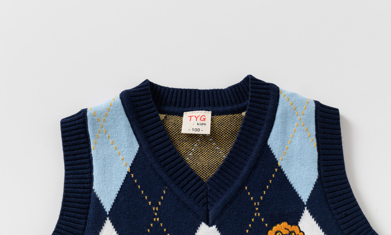 Boys Fashionable Lion-Embroidered Knitted Vest photo 5