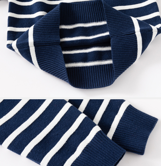 Boys Fine-striped Crew-neck Sweater Top photo 2