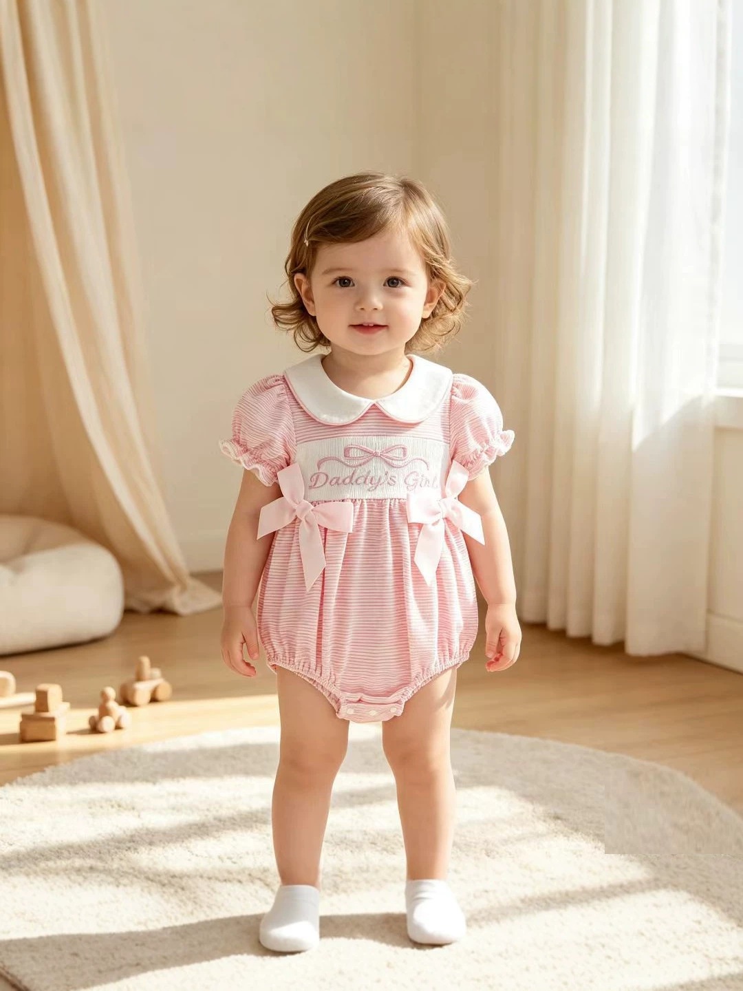Lace Sleeves Crawl Suit For Baby Girl Jumpsuit photo 3