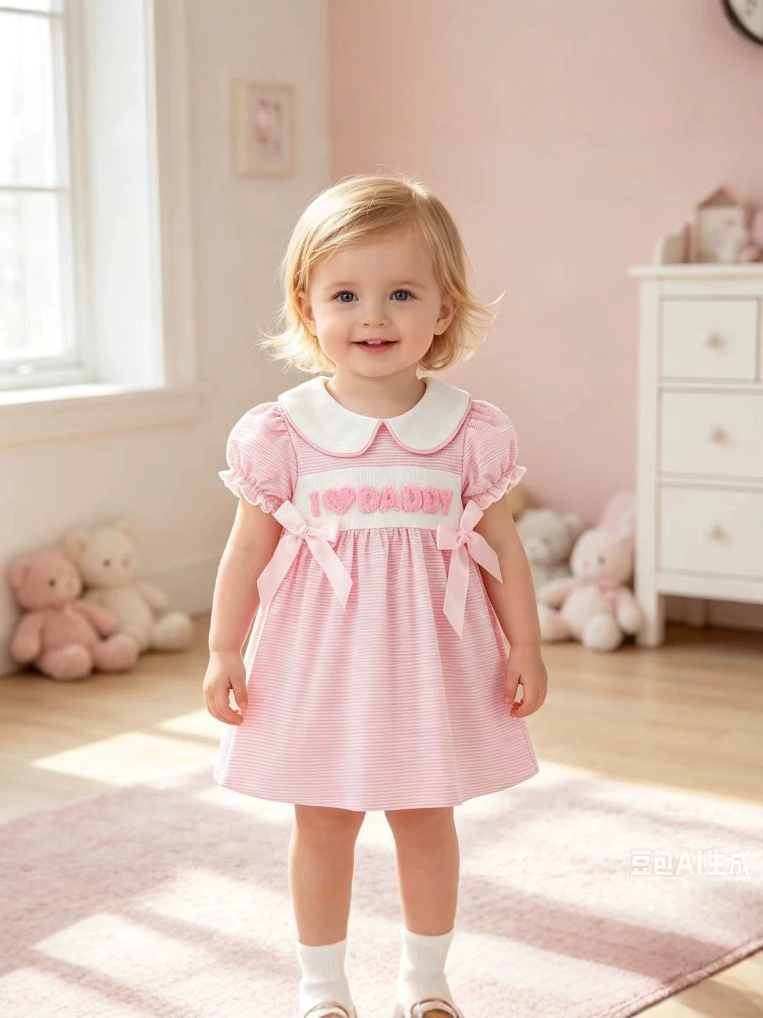 Four-leaf Clover Puff-sleeve Striped Short-sleeved Romper photo 2