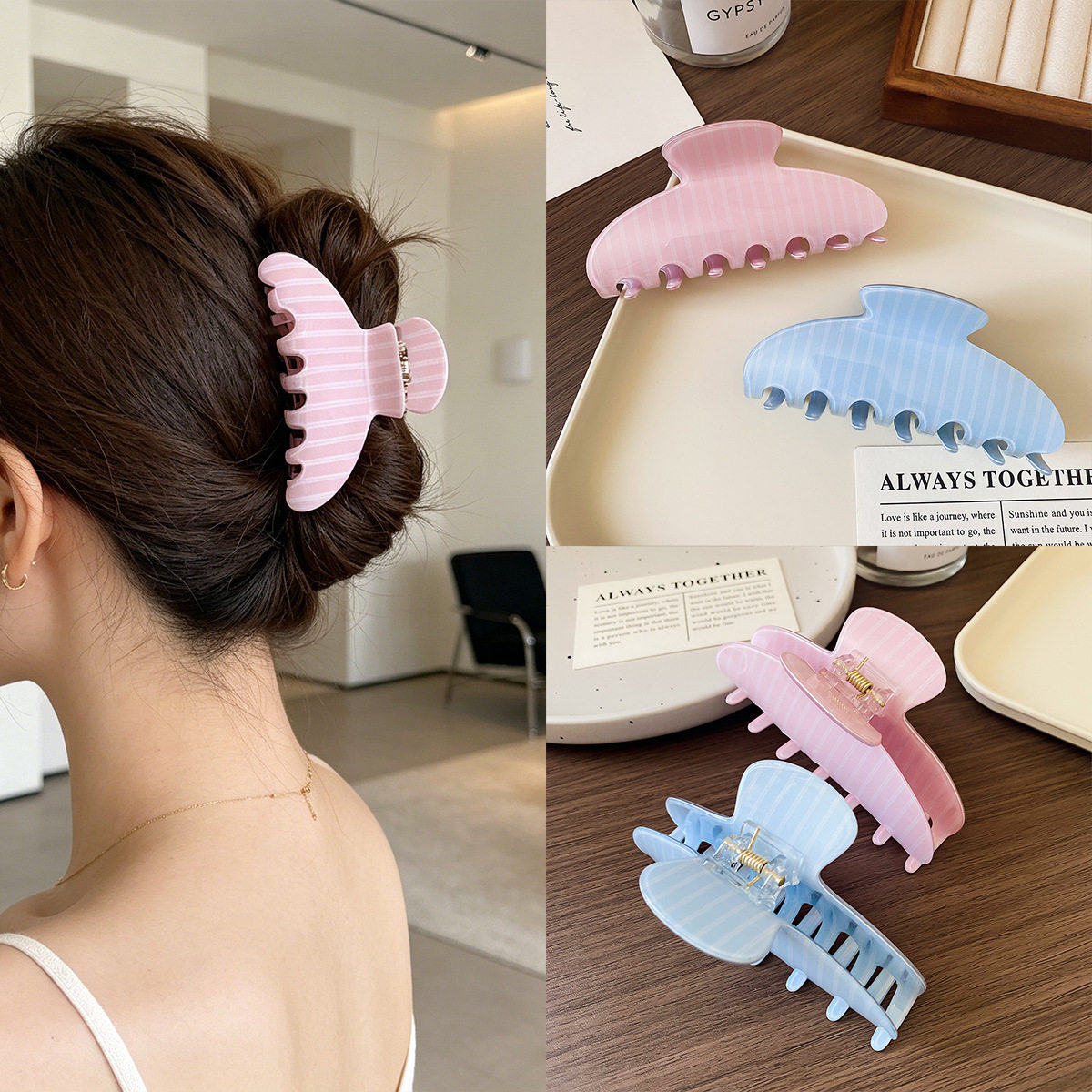 Personalized Striped Acetate Hair Clip For Women photo 5
