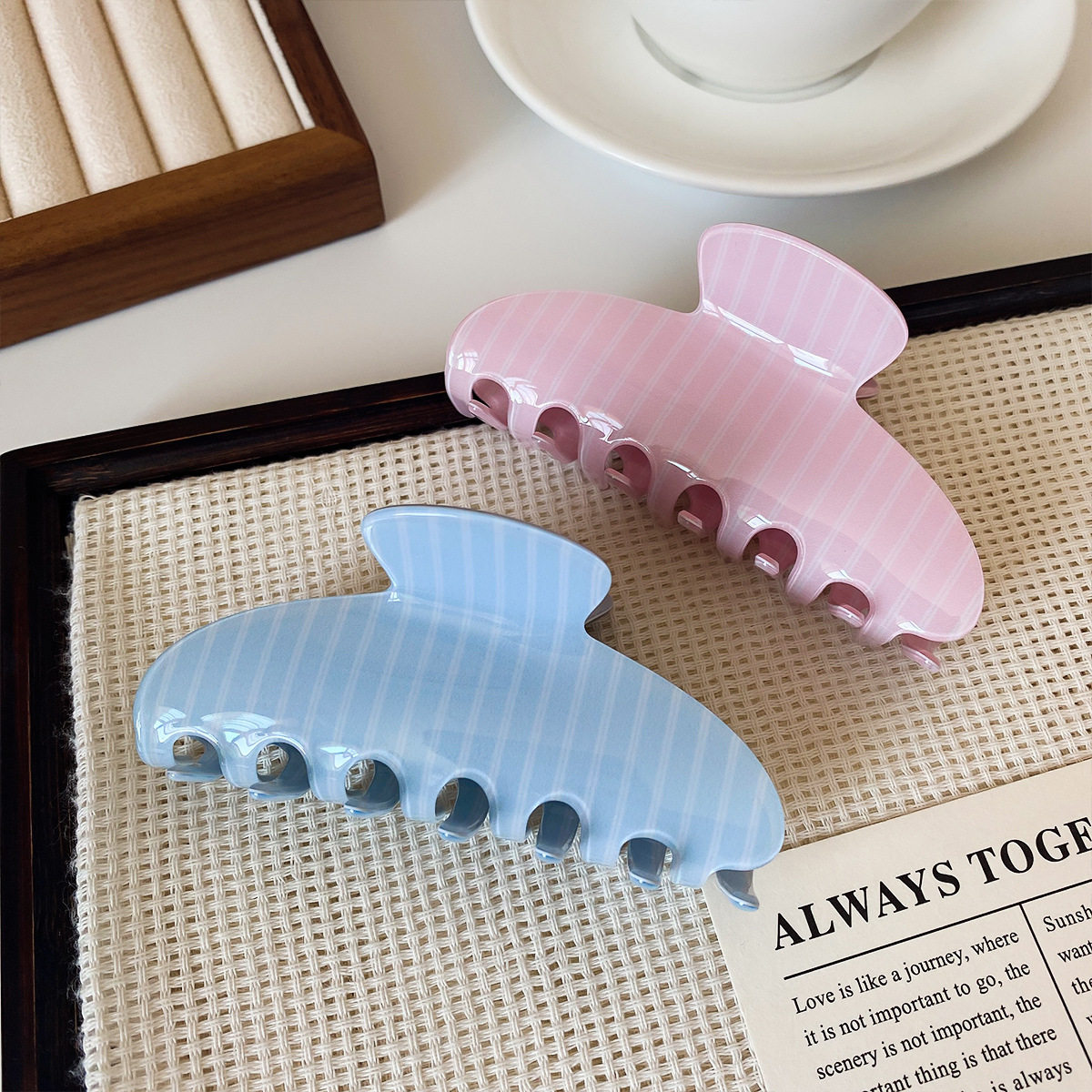 Personalized Striped Acetate Hair Clip For Women photo 2