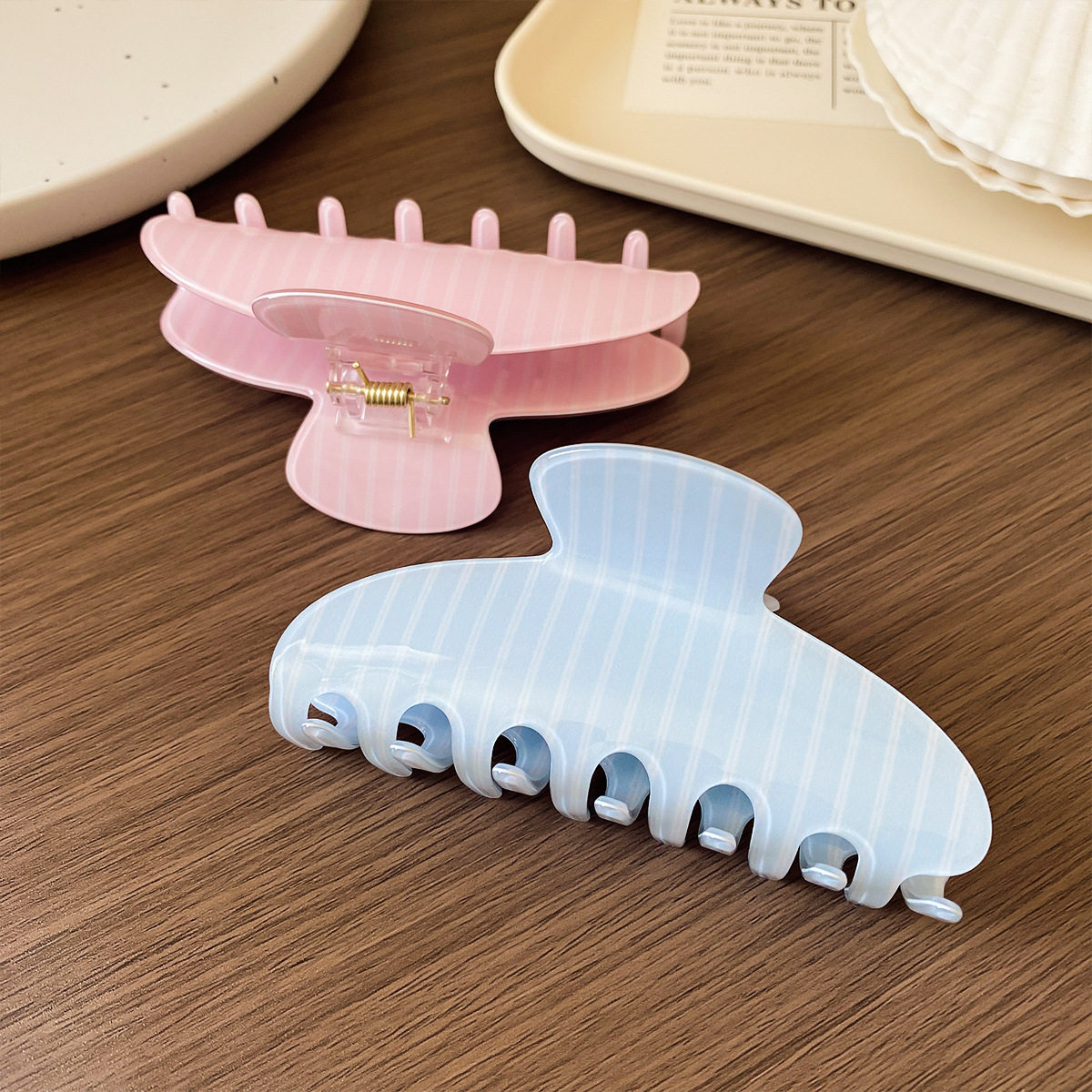 Personalized Striped Acetate Hair Clip For Women photo 3
