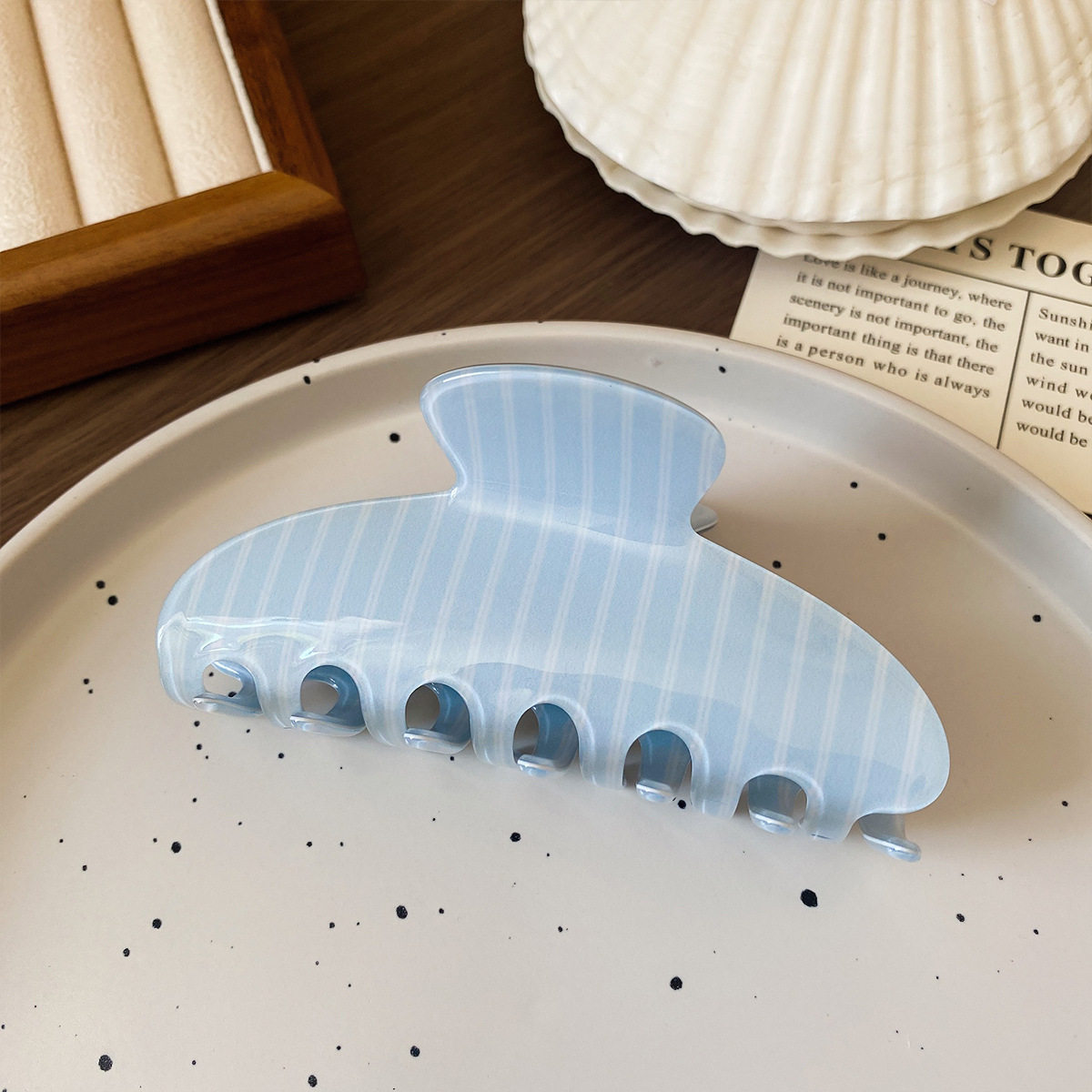 Personalized Striped Acetate Hair Clip For Women photo 4
