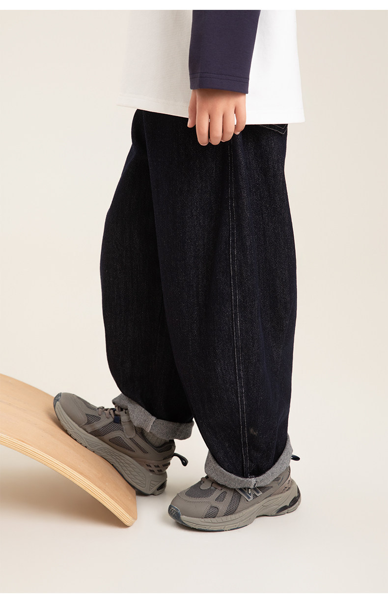 Boys Relaxed-fit Utility Denim Wide-leg Pants, With A Multi-pocket Design photo 5