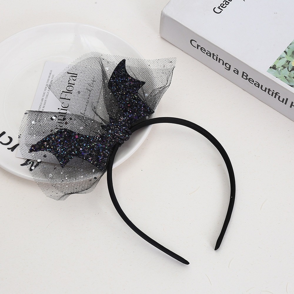Dark-style Headband Cute Screaming Ghost Feathered Black Bat photo 6