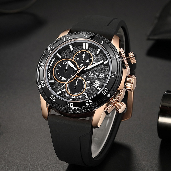 Multifunctional Three-eye Chronograph With Silicone Strap photo 1