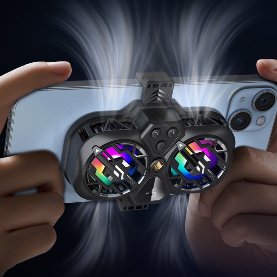 RGB-illuminated Dual-turbine Semiconductor Digital-display Phone Cooler photo 1