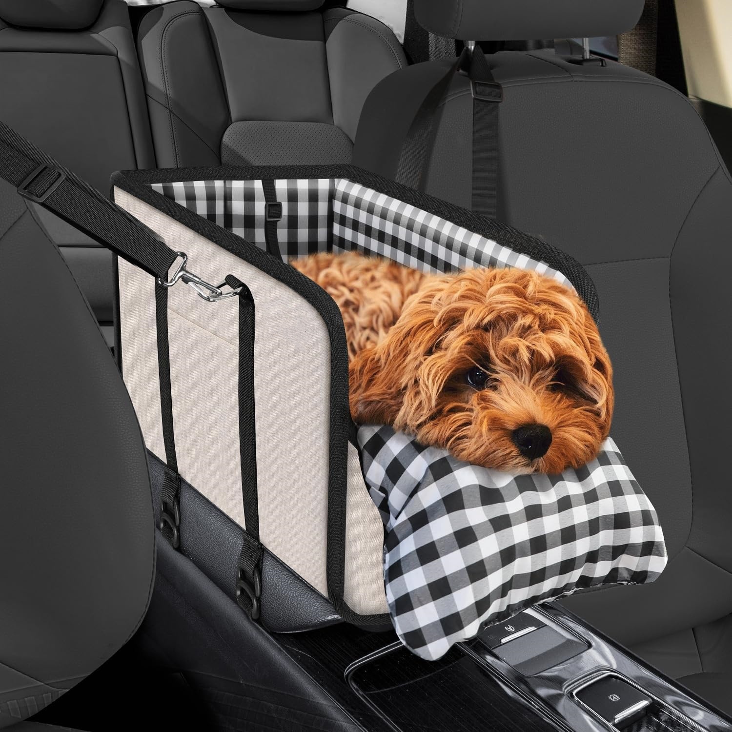 Plaid Pet Car Seat With Cushion photo 1