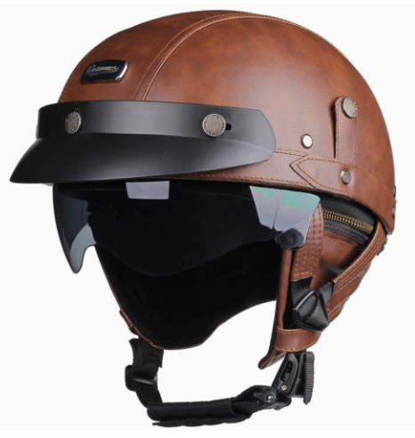 Motorcycle Helmet Half-helmet Retro Ear Protecting Outdoor Riding Bucket Helmet With Visor photo 6