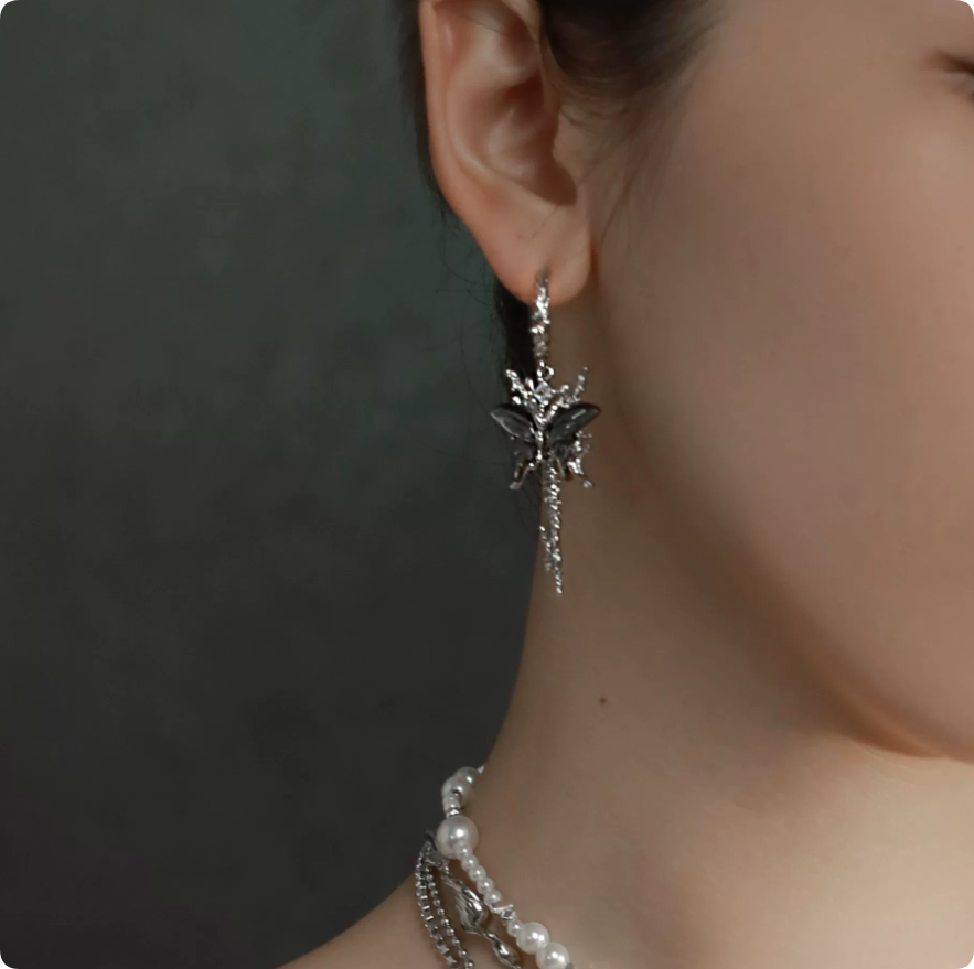 Butterfly Tassel Earrings With 925 Silver Hooks photo 4