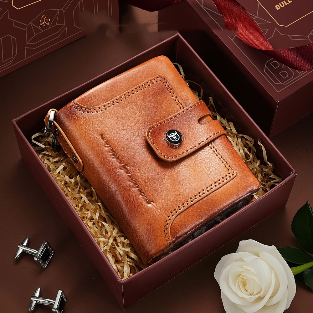 Zipper-top Buckle Genuine Leather Mens Wallet photo 6