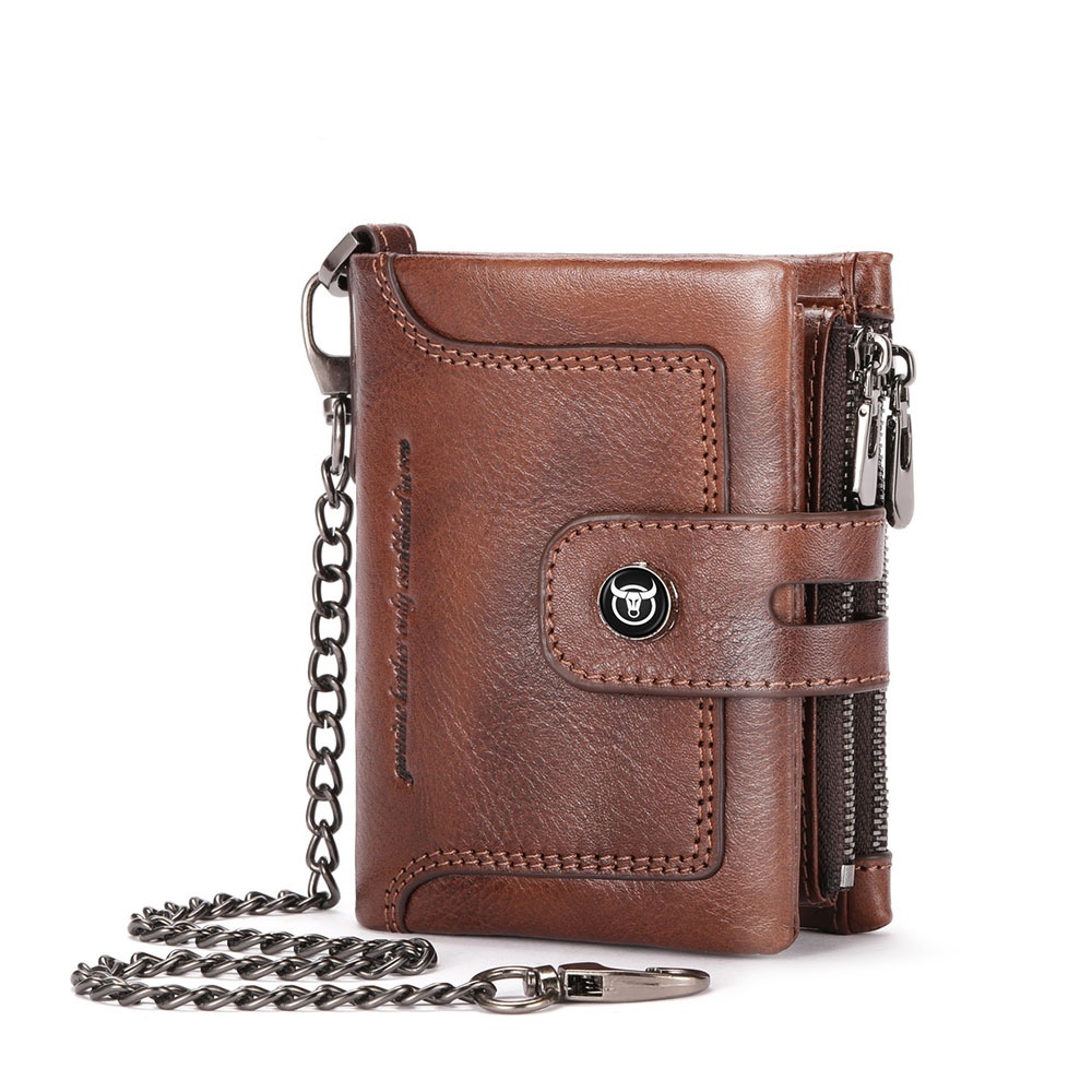Zipper-top Buckle Genuine Leather Mens Wallet photo 2