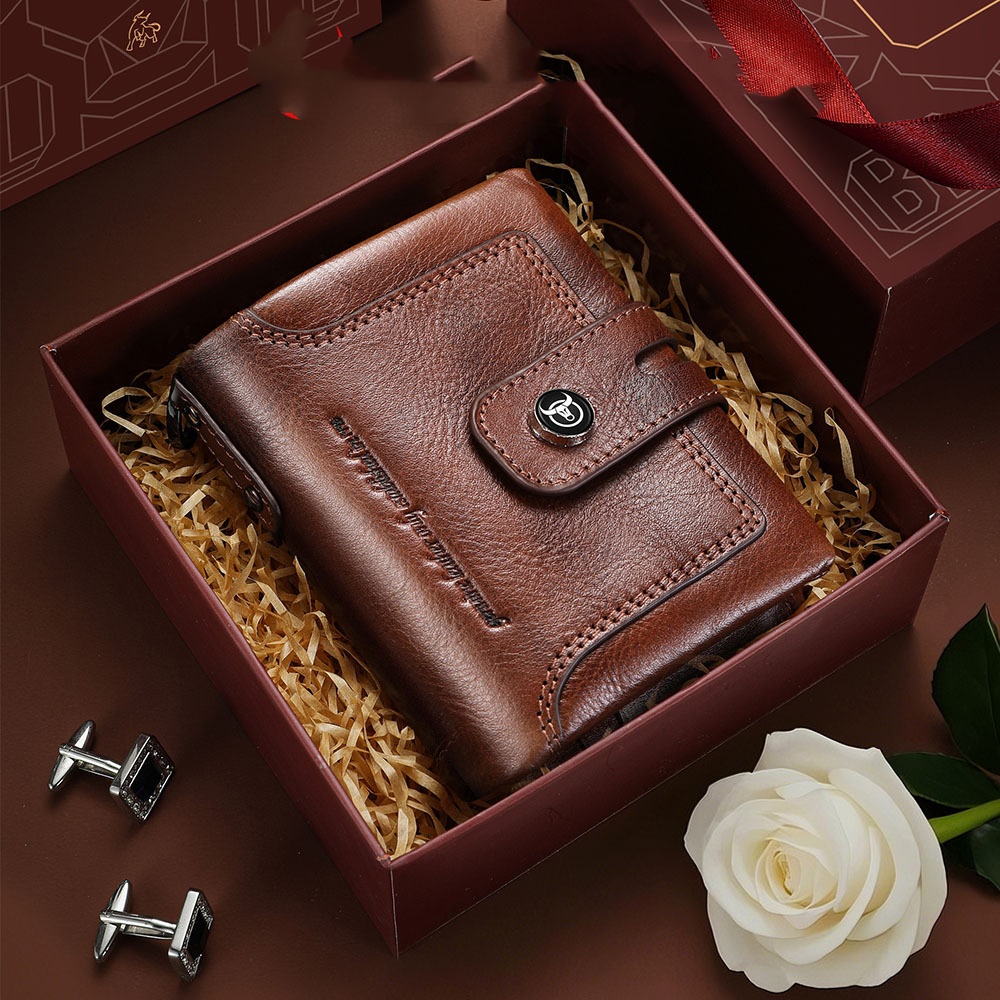 Zipper-top Buckle Genuine Leather Mens Wallet photo 5