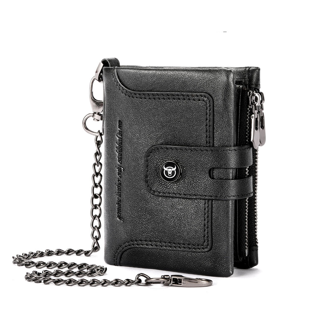 Zipper-top Buckle Genuine Leather Mens Wallet photo 4
