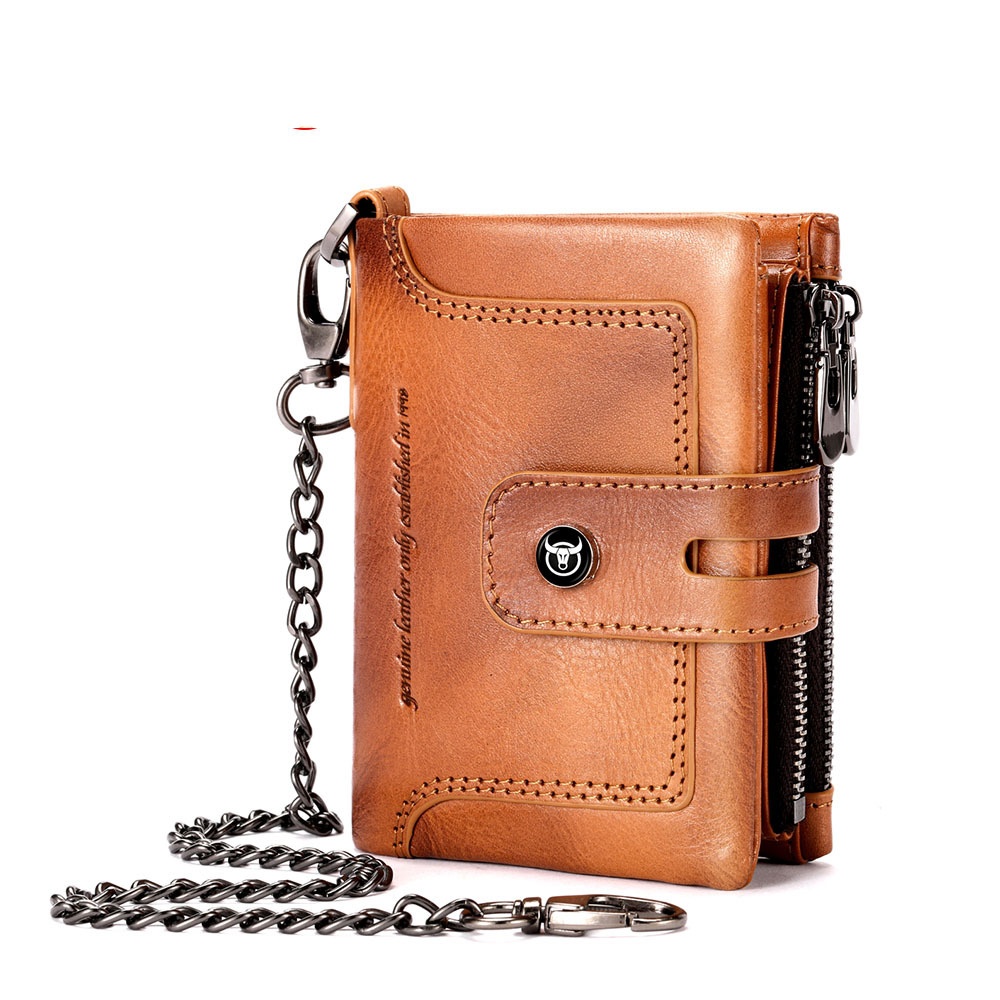 Zipper-top Buckle Genuine Leather Mens Wallet photo 3
