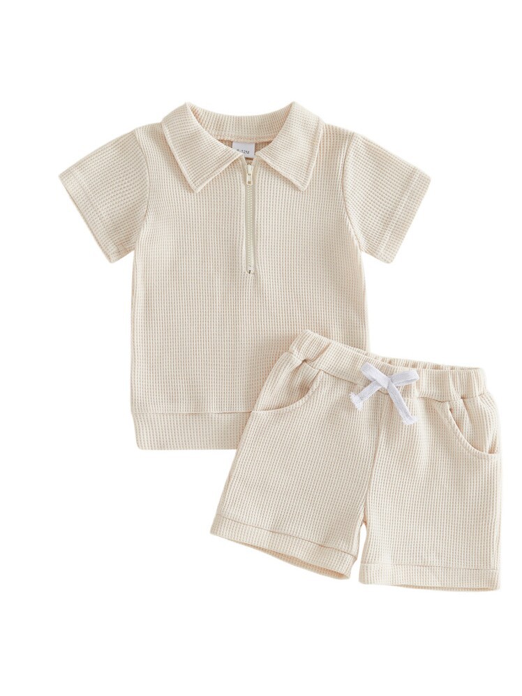 Boys And Girls Two-piece Set With A Lapel Collar And Shorts photo 3