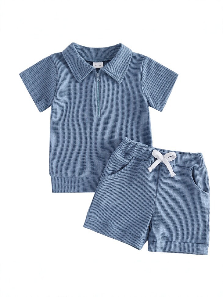 Boys And Girls Two-piece Set With A Lapel Collar And Shorts photo 4