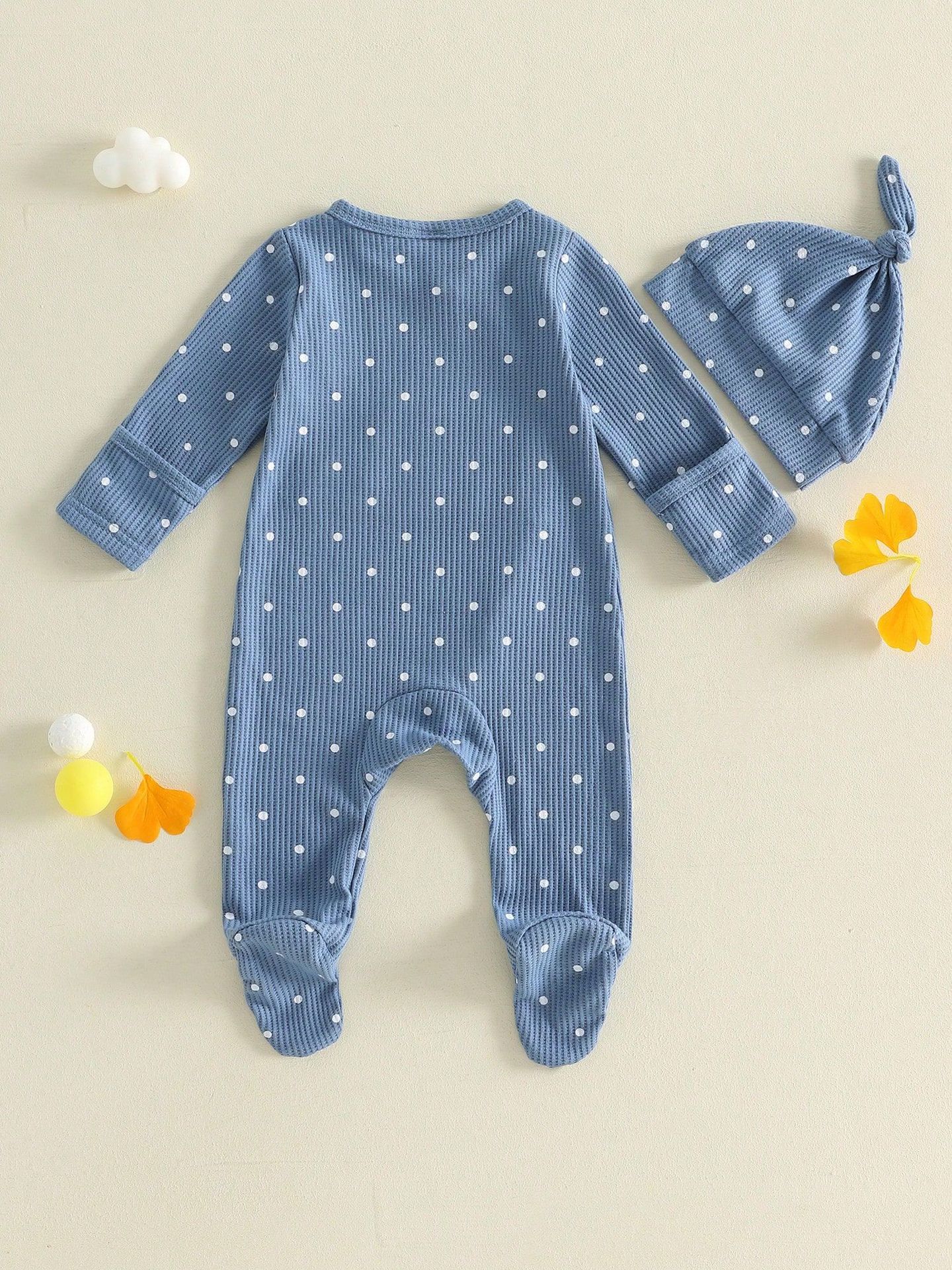 Single-breasted Footed Romper With Hat Two Pieces photo 5