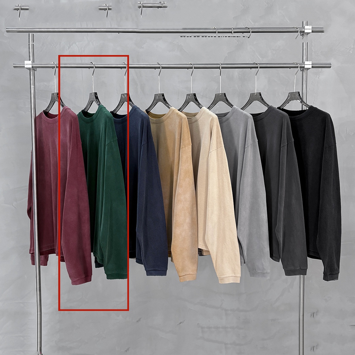 Mens Fallwinter Long-sleeve Pure Cotton Vintage Washed Loose-fit Drop-shoulder Top photo 4