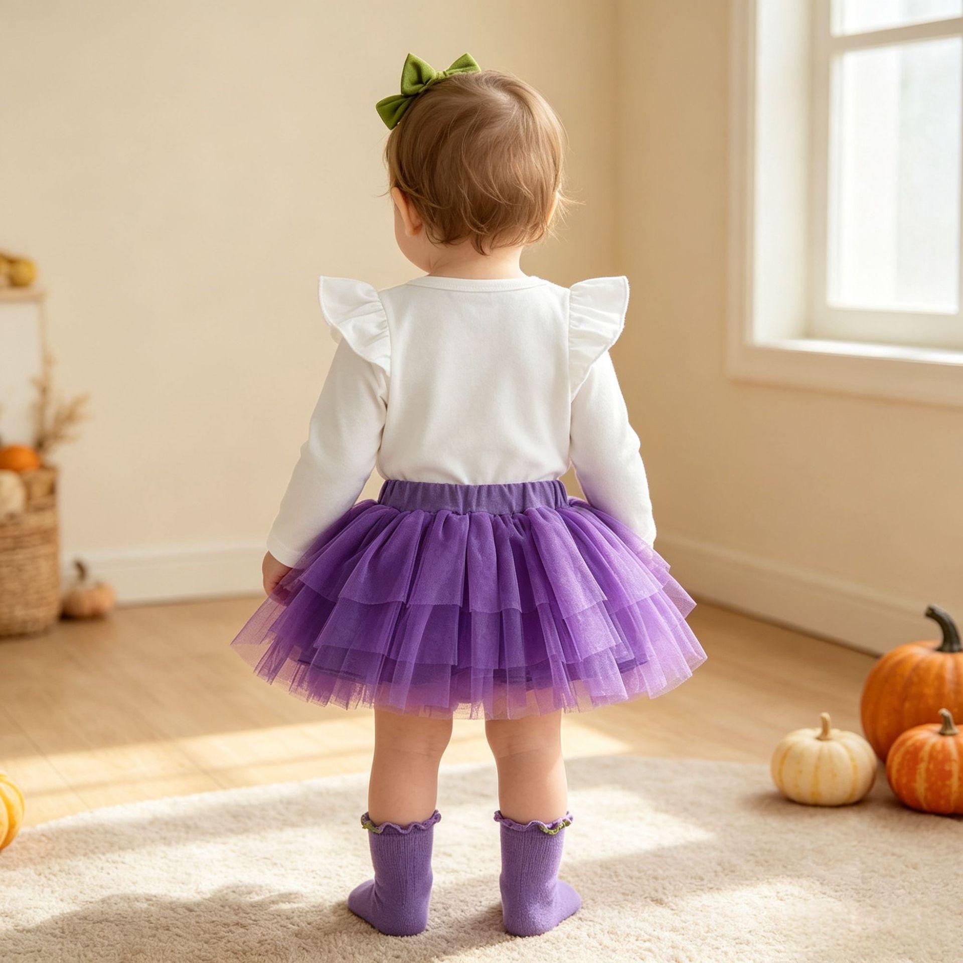 Girls Halloween Long-Sleeve Romper Tulle Skirt Set photo 5