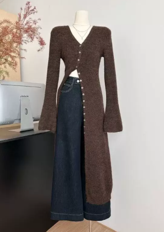 French Retro Knitted Long Sweater Cardigan For High-end Autumn And Winter photo 6
