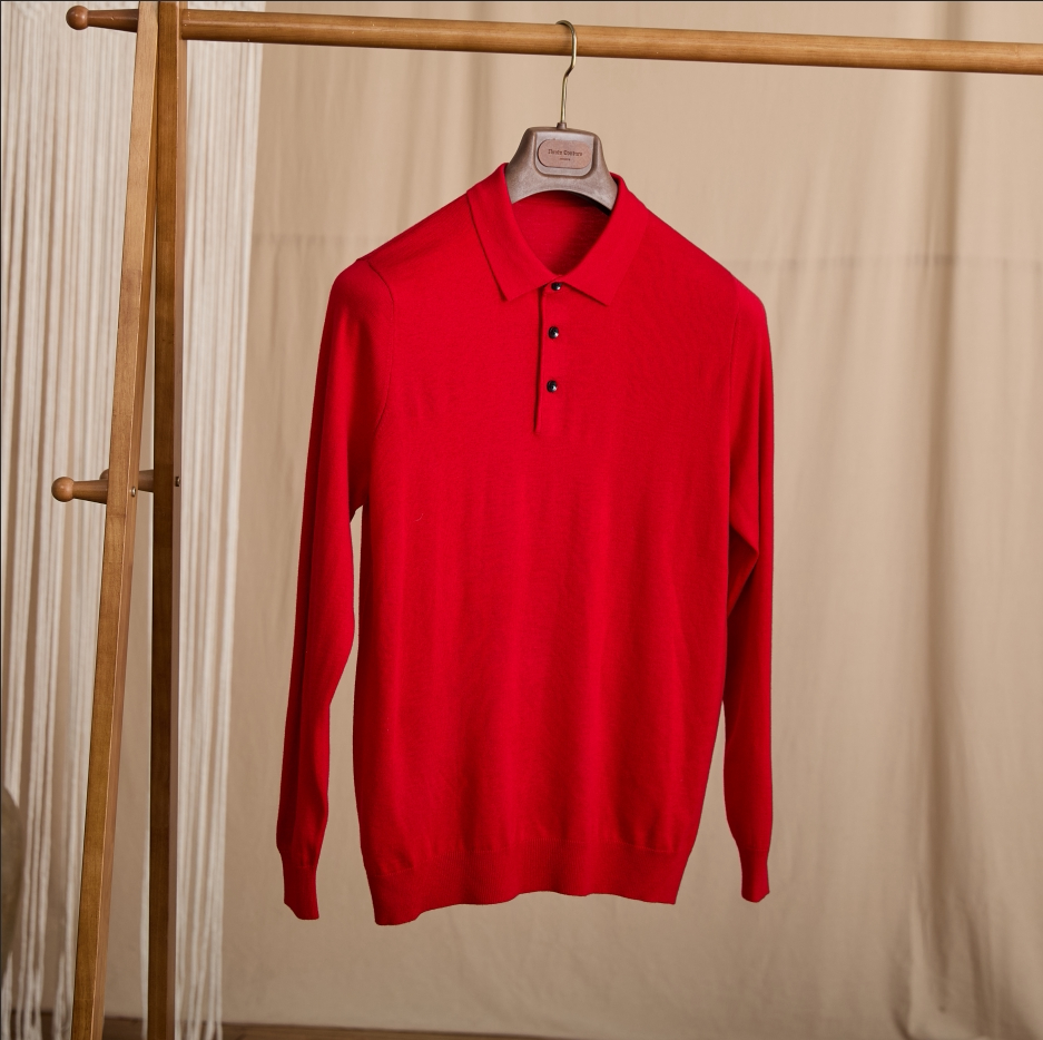 Retro Slim-Fit Polo Shirt Warm Wool Top For Fall And Winter photo 6