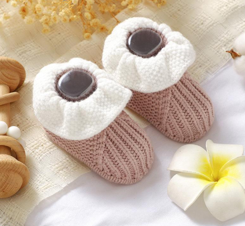 Cute Solid-color Ruffled-knit Toddler Shoes Wool Knitted Floor Socks For Babies And Toddlers photo 5