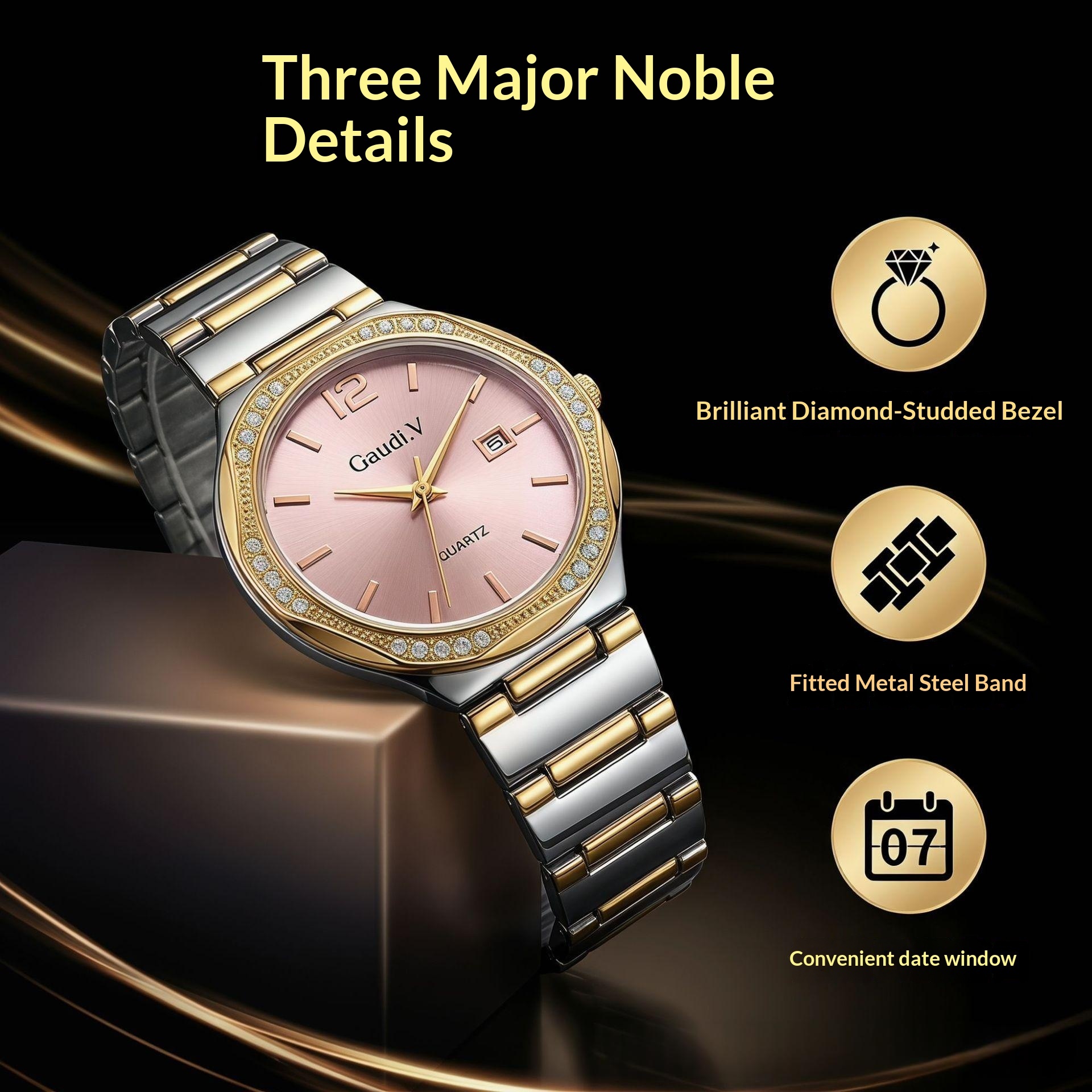 Diamond-Encrusted Business Quartz Watch For Men And Women photo 2