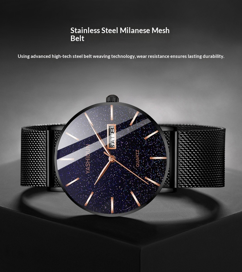 Mens Waterproof Dual-Date Starry Sky Watch photo 3