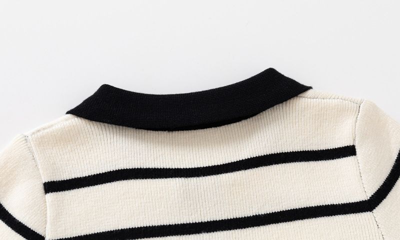 Striped Sweater Children's Single-Layer Embroidered Top photo 3