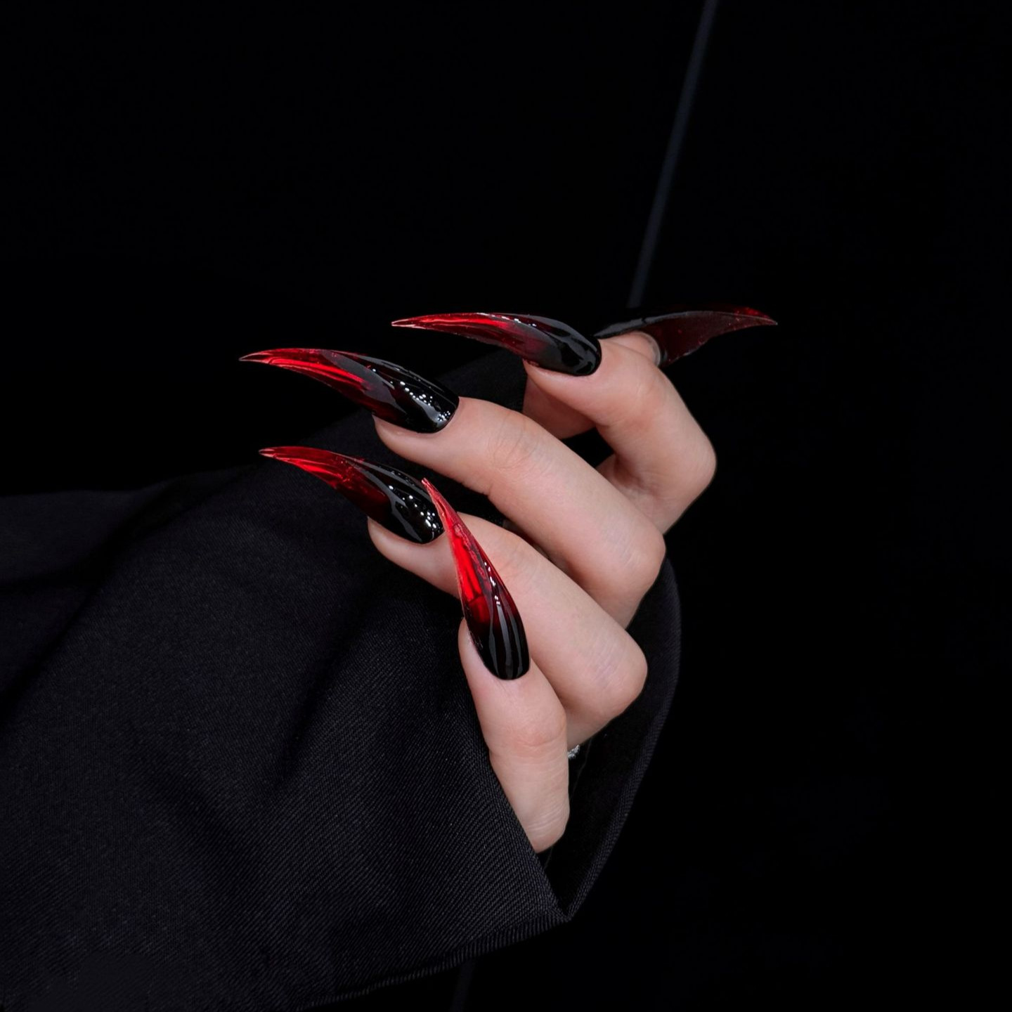 Red Black Dragon Claw Press On False Nails photo 6
