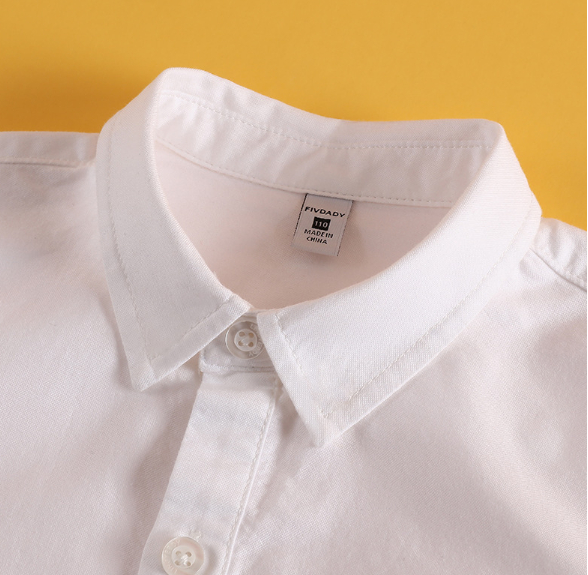 Cotton Long-sleeved White Shirt For Boys And Girls photo 4